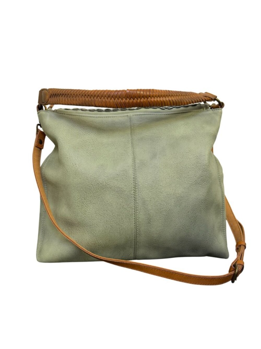 Free People Woven Shoulder Bag Green & Brown Adjustable Strap - Picture 2 of 7